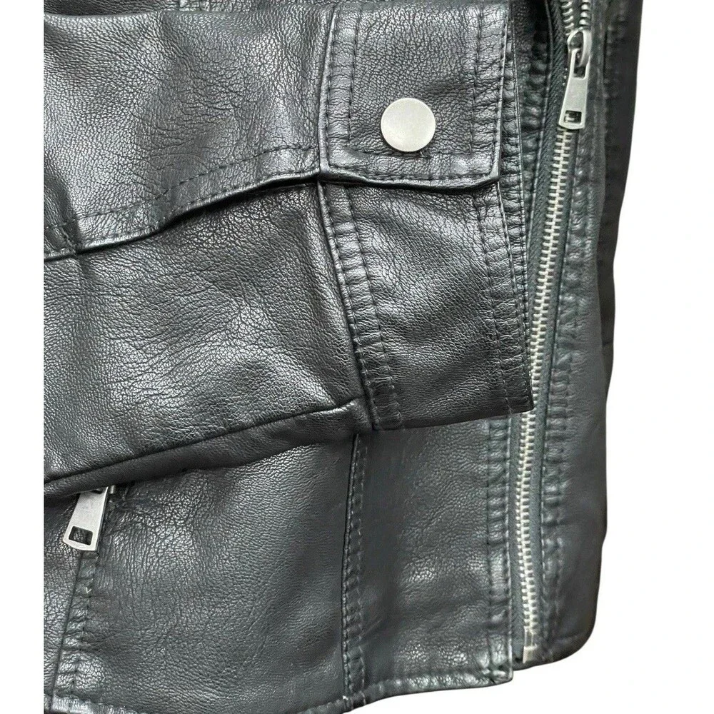 Baccini Sz XL Plus Black Moto Jacket Faux Leather Studded Punk Biker Grunge Rock - Picture 11 of 15